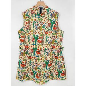 Nooworks Airliner Retro Dress Bugout Print Bugs Plants Whimsical 2XL XXL